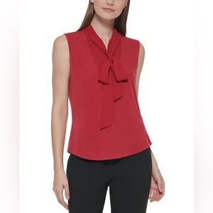 Tie-Neck Sleeveless Blouse